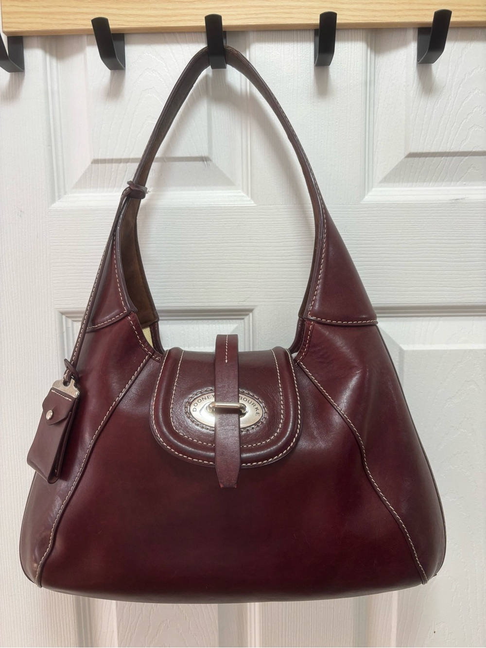 Dooney & Bourke RARE Florentine Toscana Front Stitch Hobo in Deep Bordeaux EUC